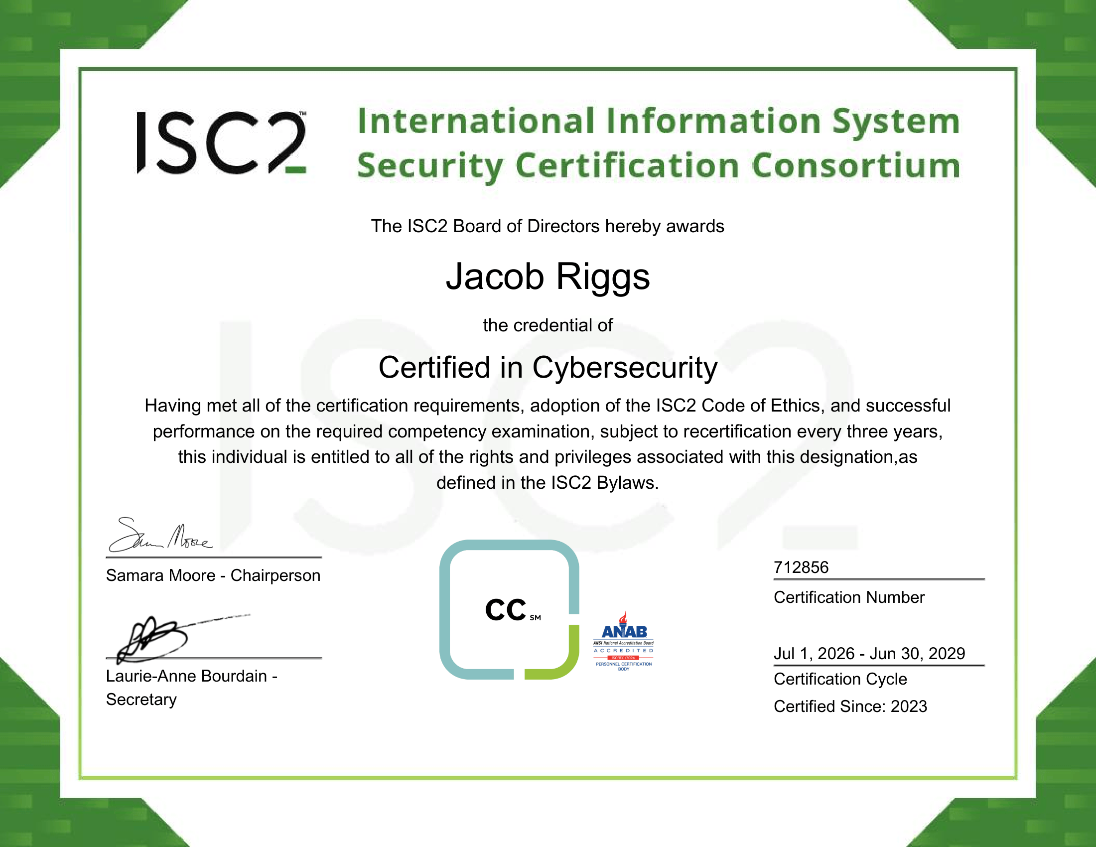 CC Certificate