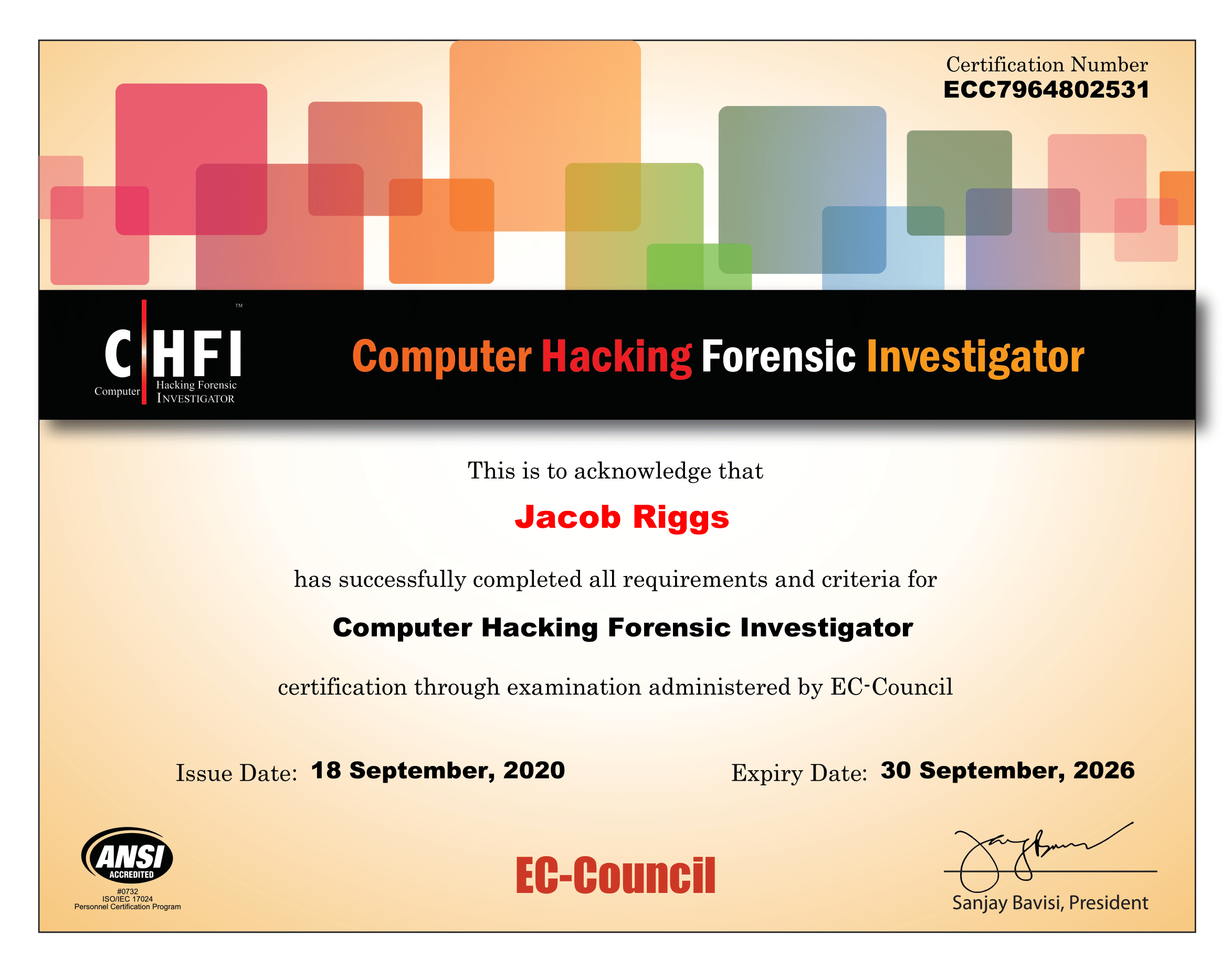CHFI Certificate
