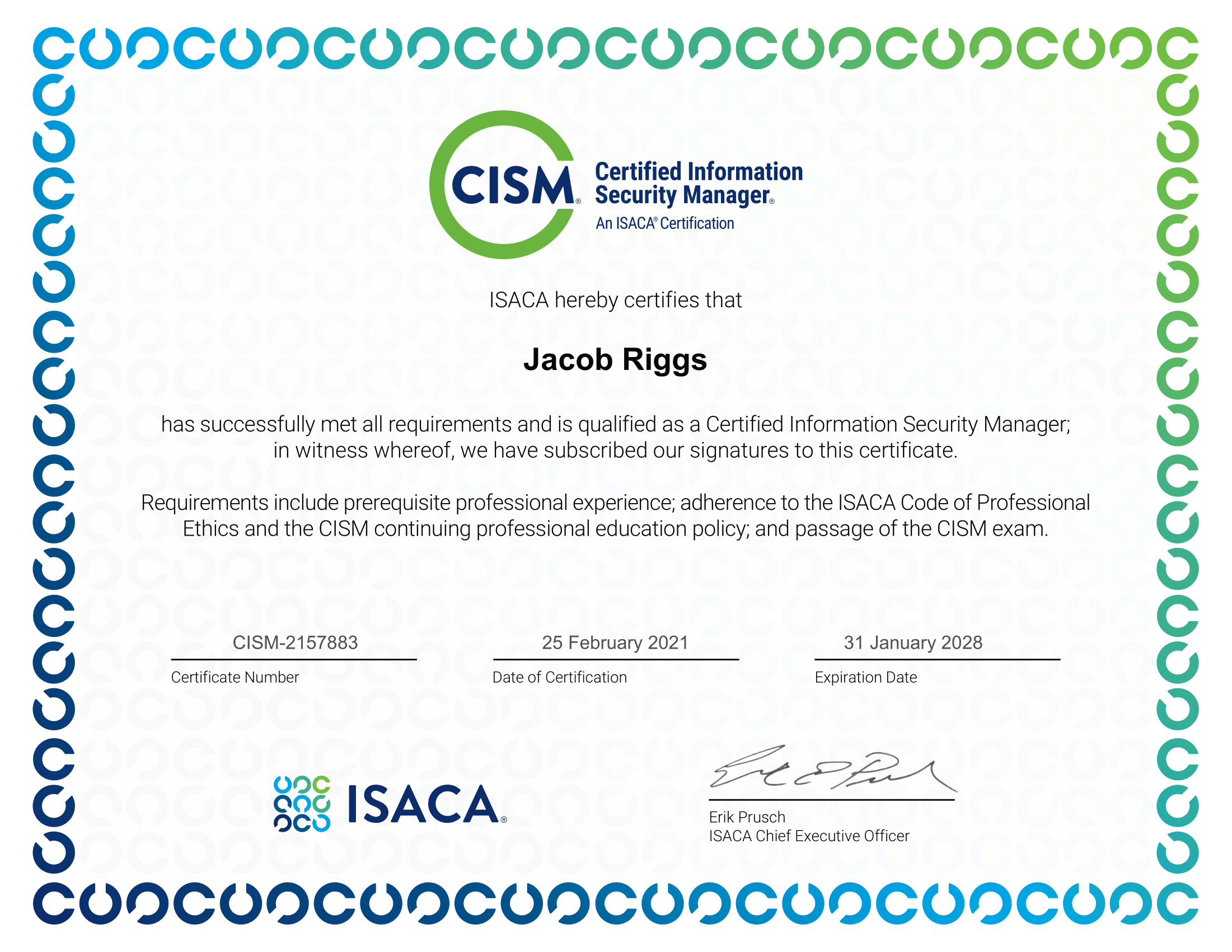 CISM Certificate
