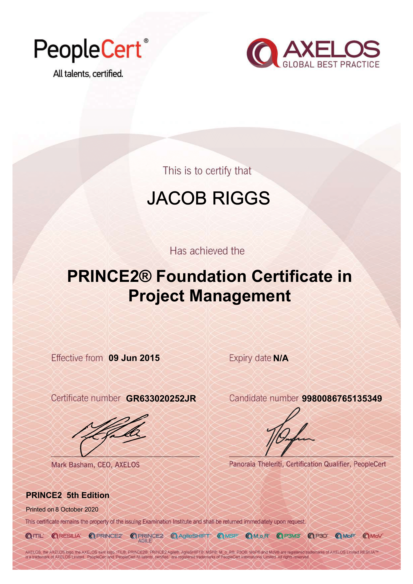 PRINCE2 Certificate