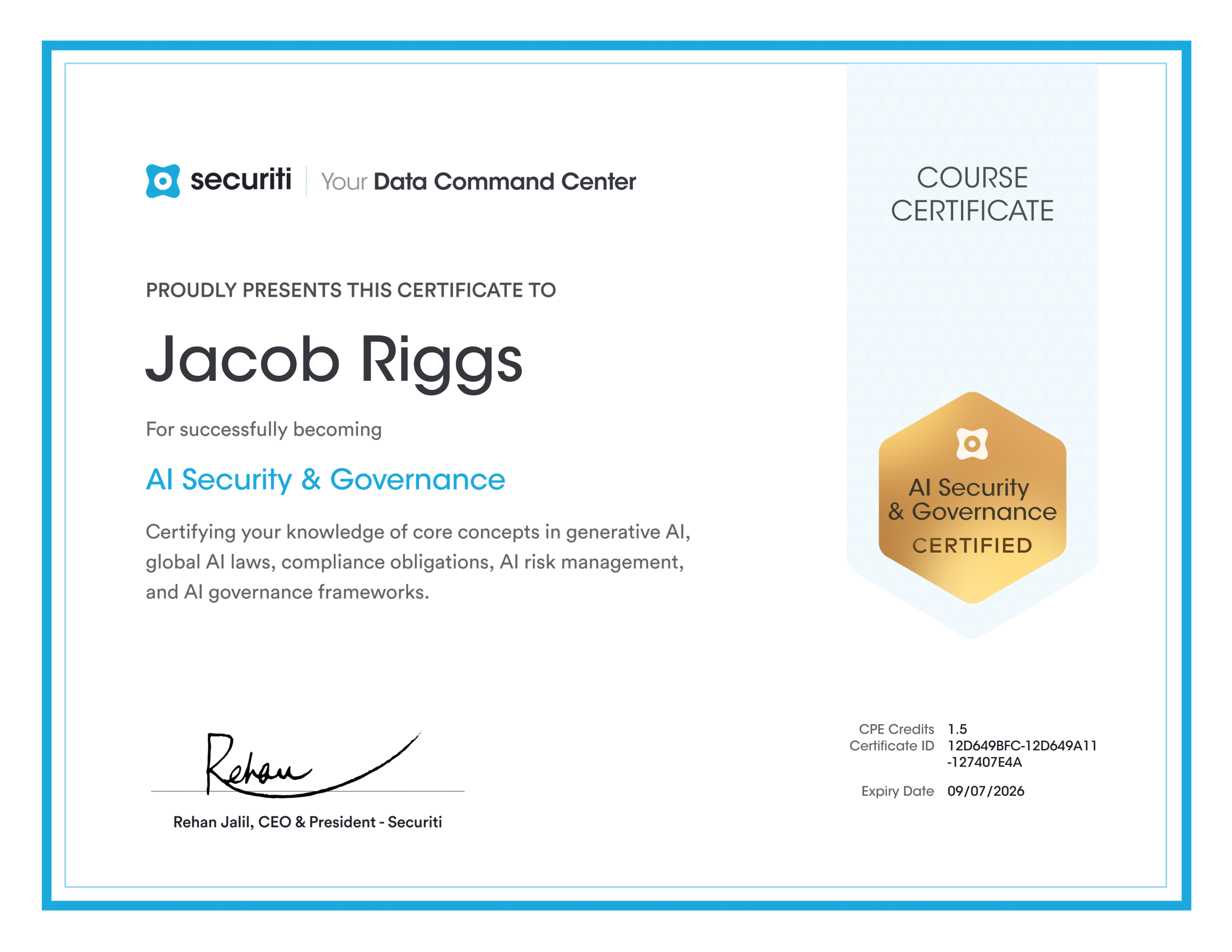 Securiti AI S&G Certificate