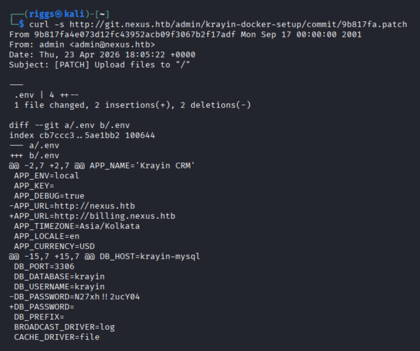 Commits diff db cred leak