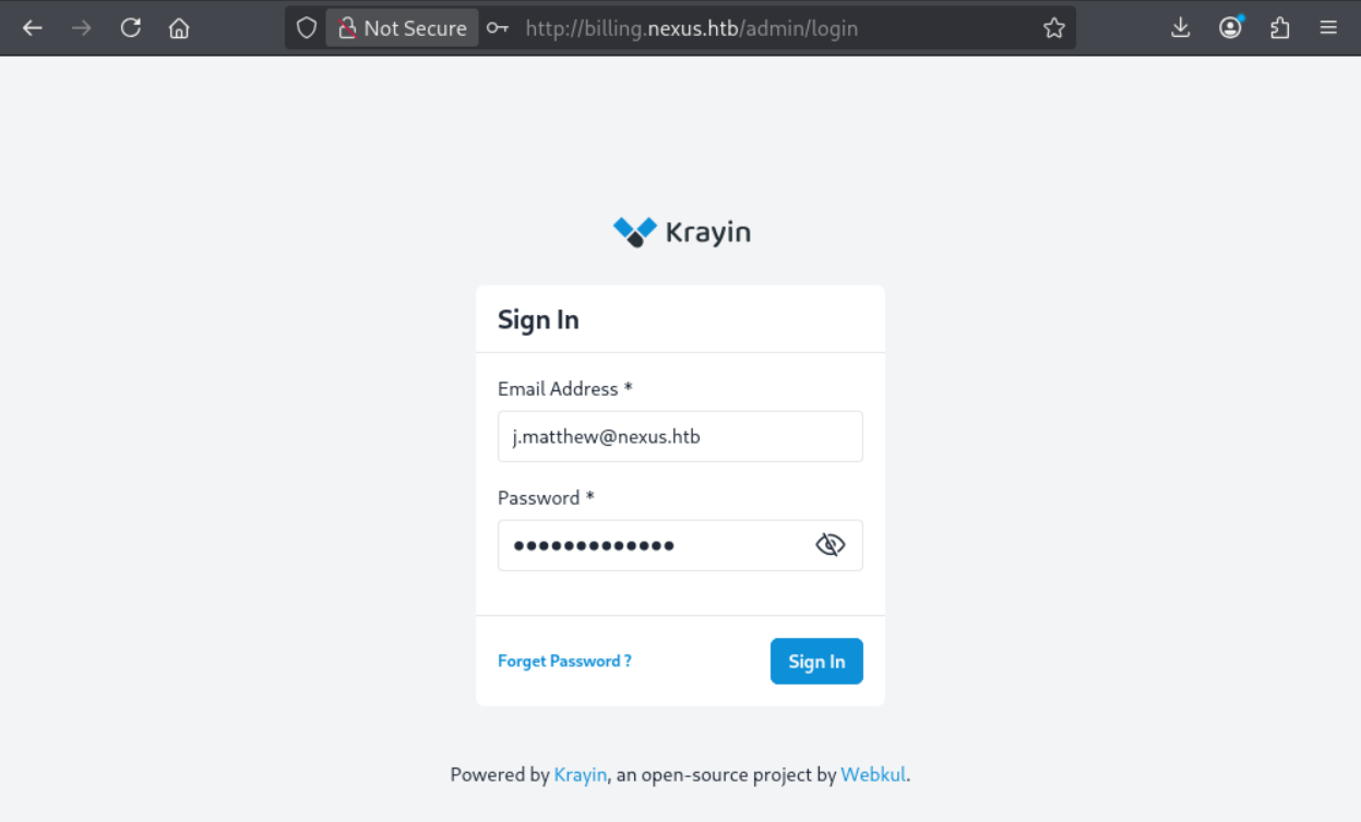 Nexus admin login via crm