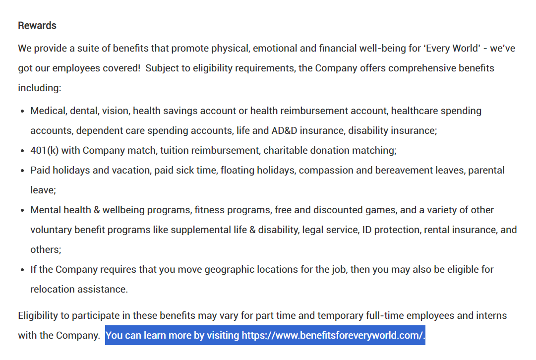 Activision vacancy benefits
