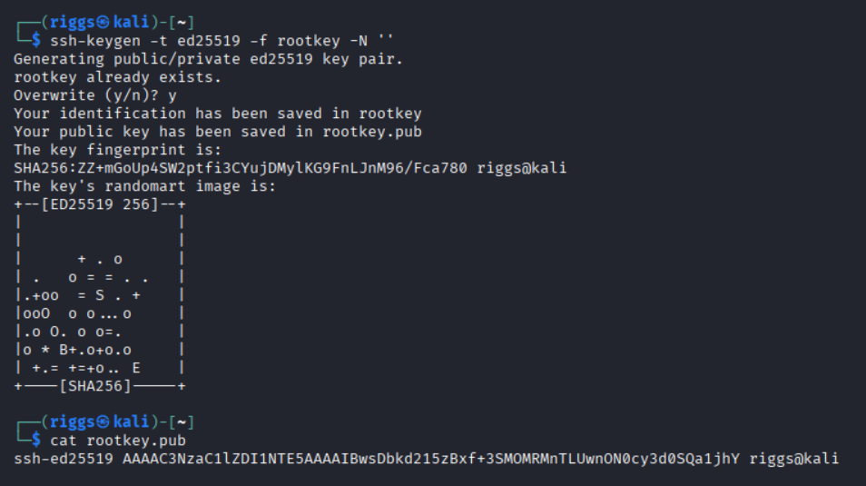 Create ssh root key