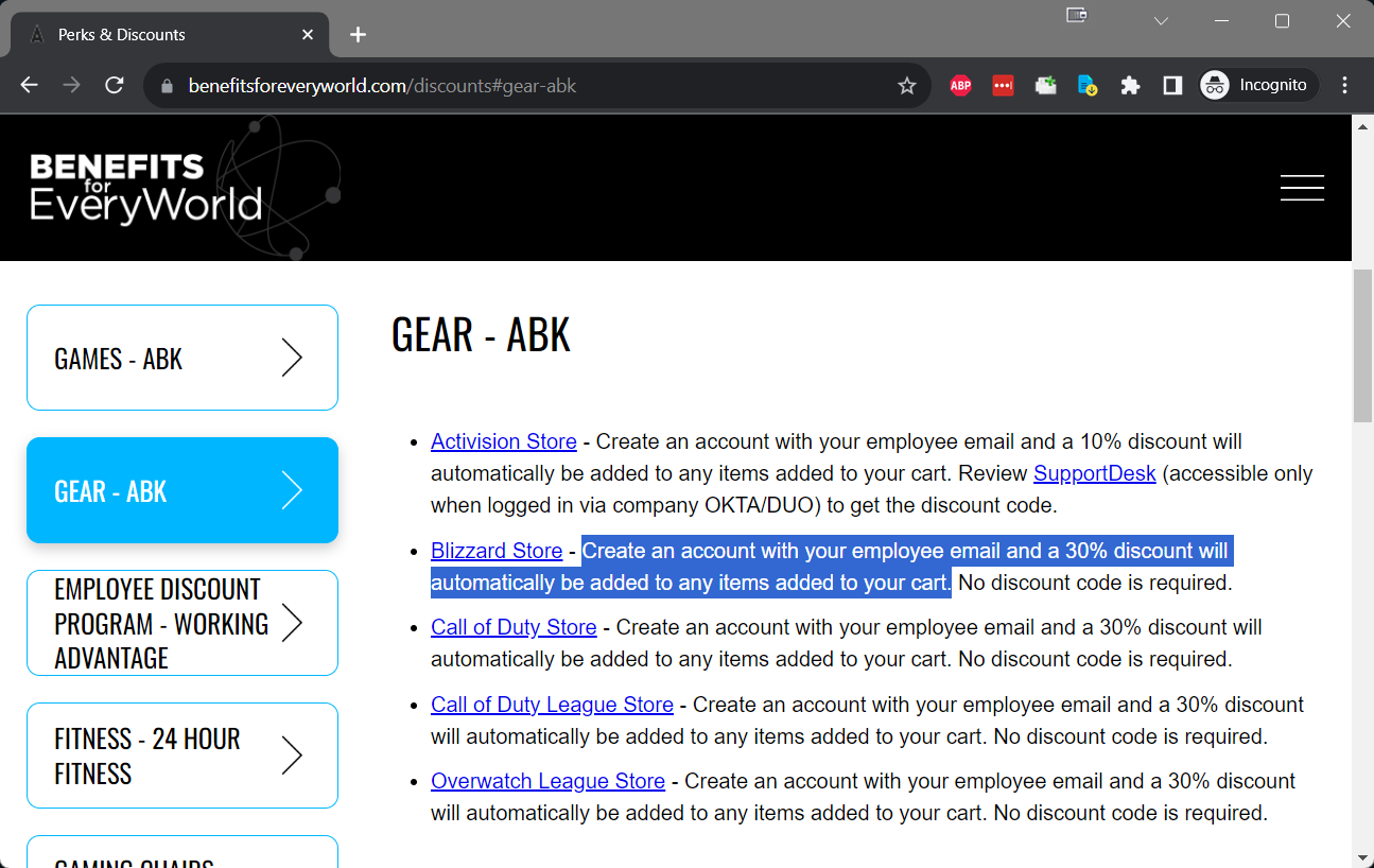 Activision Benefits Portal 2