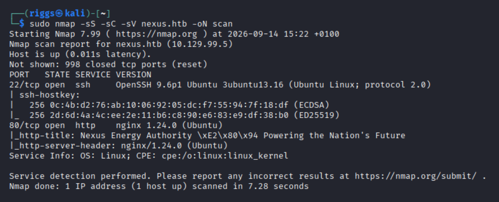 Nmap scan of nexus