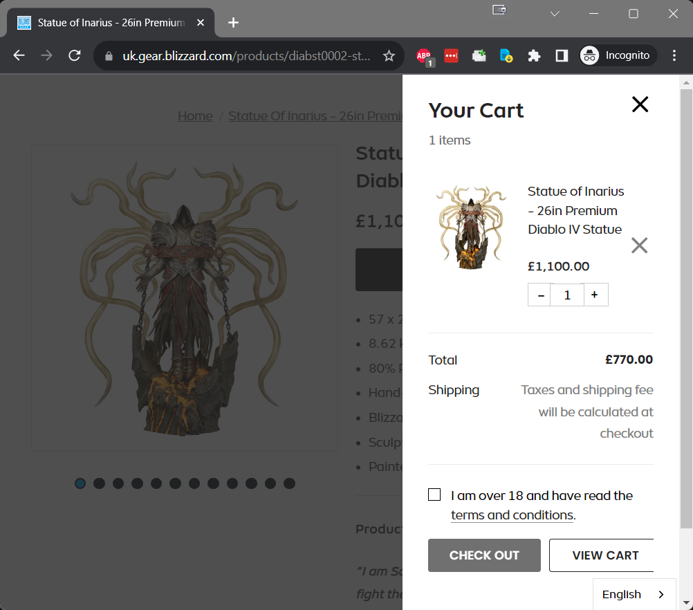 Blizzard store add to cart