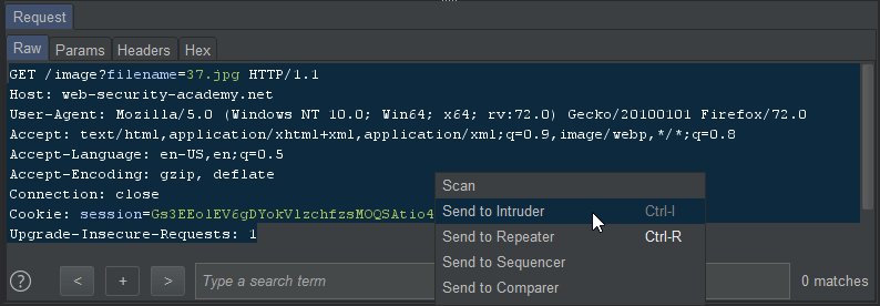 Filename send to intruder