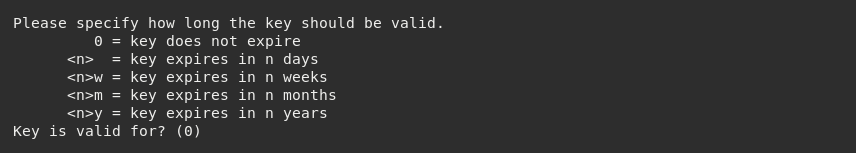 PGP Validity Duration