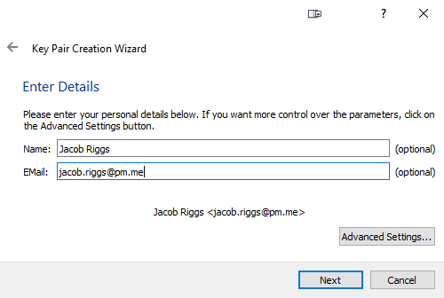 PGP Windows Name Email