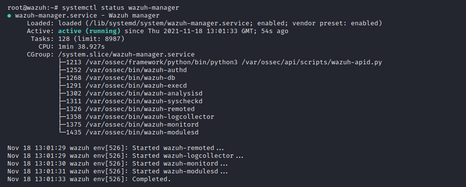 Wazuh Manager systemctl Status