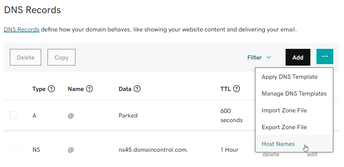 Configure DNS records