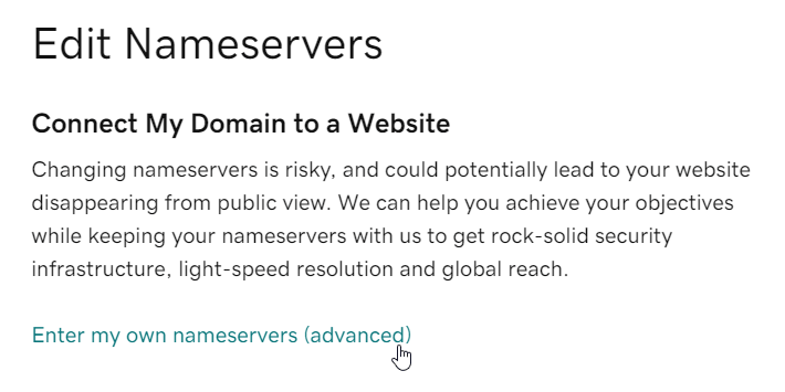 Edit nameservers settings