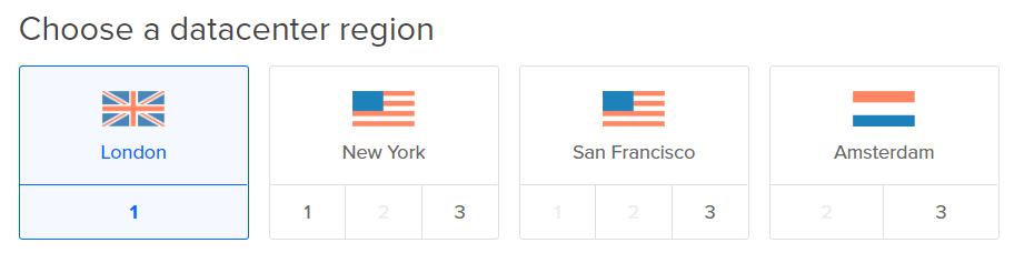 Select a datacentre region