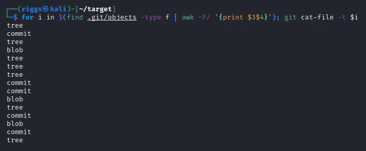 Use awk command to view file types